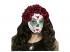 MASKE DIA DE LOS MUERTOS GLITZERND MIT DUNKELROTEN ROSEN