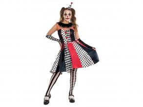 ADULT MONOCHROME CLOWN DRESS Size: L