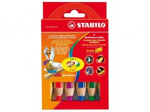 Stabilo Woody 6pcs 3in1 gemischte Farbe Kreidestifte