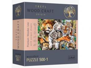 Wood Craft: Wildkatzen im Dschungel Holzpuzzle 500+1Stück - Trefl