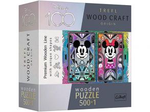 Wood Craft: Mickey und Minnie Maus Holzpuzzle 500+1Stück - Trefl