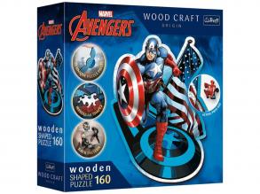 Wood Craft: Marvel - Captain America 160 Teile Premium Holzpuzzle - Trefl