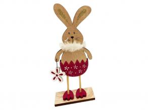 Ostern Dekoration Figur Hase Ei in Hose, hält Blume, natürliche rosa