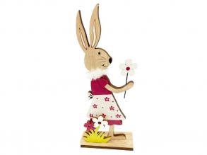 Ostern Dekoration Figur Hase Mädchen in Blumenmuster Rock mit Blumen, natürliche rosa