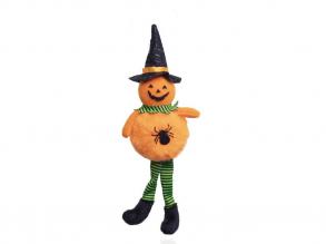 Halloween Dekoration Figur orange Kürbis mit Spinne auf seinem Bauch