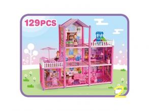 Bauen Sie es selbst! Puppenhaus mit Puppe und Zubehör 129tlg.