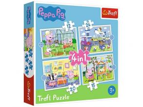 Peppa Pig Urlaubserinnerungen 4 in 1 Puzzle - Trefl