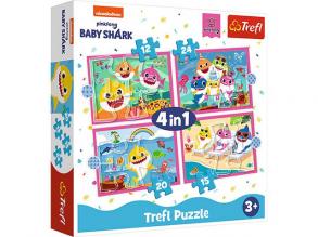 Baby Shark: Haifischfamilie 4 in 1 Puzzle - Trefl