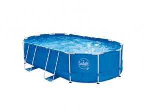 Elite Metallrahmenpool 4,88 x 3,05 x 1,07 m 12 V 3,8 m3/h mit Wasserpumpe, Leiter und Abdeckung