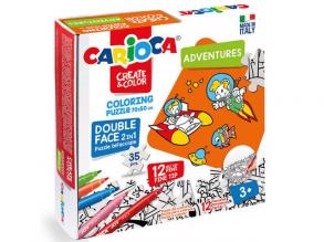 Abenteuer buntes doppelseitiges Puzzle 12pcs Marker - Carioca