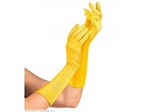 Paar "GELBE SATIN HANDSCHUHE IN ELASTHAN" 40 cm