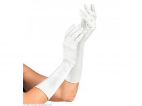 Paar "WEISSE SATIN HANDSCHUHE IN ELASTHAN" 40 cm