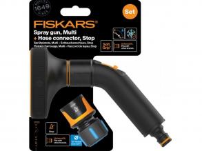 Fiskars Comfort Bewässerungspistole, multi + CF-Schlauchanschluss 13-15mm, STOP