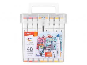 Deli Color Emotion 48-teiliges Sketchmarker-Set mit zwei Enden