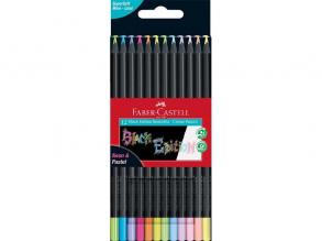 Faber-Castell Black Edition 12-teiliges schwarzes Pastell+Neon Farbstift-Set