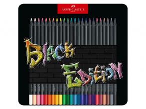 Faber-Castell Black Edition 24-teiliges schwarzes Farbstift-Set in Metallbox