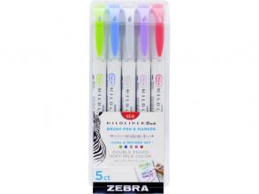 Zebra Mildliner Brush Cool&Refined 5 Stück Pinselmarker mit zwei Enden