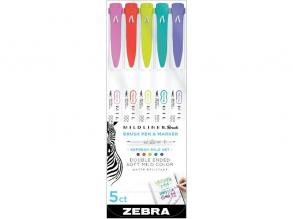 Zebra Mildliner Brush Refresh 5 Stück Pinselmarker mit zwei Enden