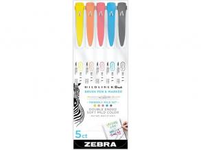 Zebra Mildliner Brush Friendly 5 Stück Pinselmarker mit zwei Enden