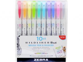 Zebra Mildliner Brush 10 Stück Pinselmarker mit zwei Enden