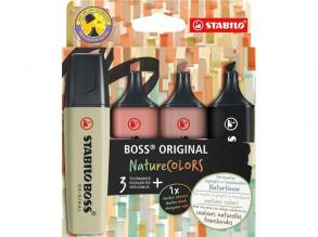 Stabilo BOSS ORIGINAL NatureCOLORS 4 Stück (gelbgrün, rotbraun, dunkelbraun, schwarz) text g...