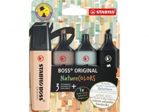 Stabilo BOSS ORIGINAL NatureCOLORS 4 Stück (Leder, warmes Grau, erdgrün, schwarz) Text g...