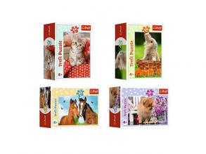 Charmante Tiere 54pcs Mini-Puzzle 4 Teile - Trefl