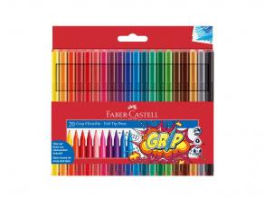 FABER CASTELL Filzschreiber-Set - 20 Stück - 3 Federn, GRIP-Spitze