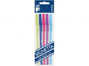 ICO Signetta Mix 0,7mm blaue Tinte 5pcs Farbe Kugelschreiber