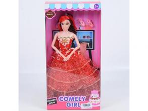 Comely Girl 28cm Modepuppe im roten Abendkleid mit Accessoires