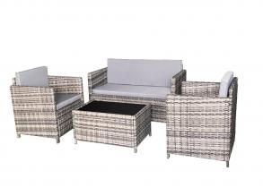 Calmo 4-teiliges graues Rattansofa-Set