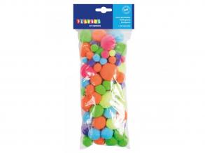 PlayBox: Pompons in Neonfarben 100 Stück 15-35mm