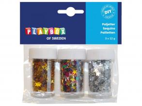 PlayBox: Dekorative Sterne in verschiedenen Farben 3x12g Packung