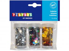 PlayBox: Dekorative Herzen in verschiedenen Farben 3x12g Packung