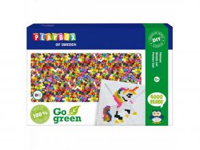 PlayBox: Go Green 5mm MIDI Aufbügelperlenset mit quadratischem Sockel 4000er Pack