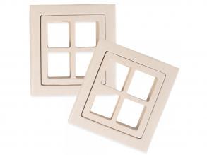 PlayBox: Holzfenster-Set 2 Stück 8x8,5cm