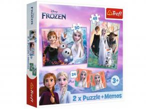 Disney: Eiszauber 2 - Prinzessinnen in ihrem Land Puzzle und Memory-Karte 2 in 1 Set - Trefl