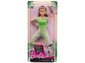 Barbie: Flexible Yoga-Puppe mit braunem Haar in grünem Oberteil - Mattel