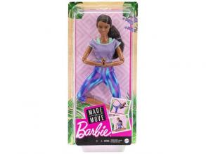 Barbie: Flexible Yoga-Puppe mit braunem Haar und blauer Hose - Mattel