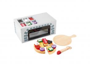 Small Foot - Play Food Pizzaofen-Set aus Holz, 25 dlg.