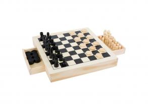 Small Foot - Spielbox 3in1 Schach-Dame-Mühlenspiel