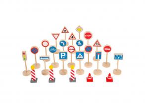 Small Foot - Mini-Verkehrsschild-Set aus Holz, 25-tlg.