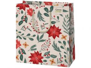 Mittlere Premium-Geschenktasche mit Blumenmuster 18x23x10cm