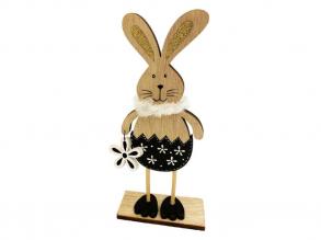 Ostern Dekoration Figur Hase Ei in Hose, hält Blume, natürlich schwarz