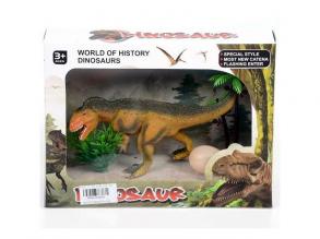 Allosaurus-Figur mit Ei und Pflanzen