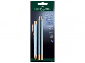 Faber-Castell: Poly Ball himmelblau 3er-Kugelschreiber-Set mit Graphitstift