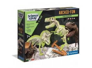 Science&Play: Archeofun Beleuchteter T-rex und Triceratops Archäologen-Set - Clementoni