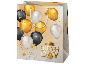 Happy Birthday! goldener Ballon exklusive große Geschenktüte 26x13x33cm