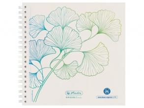 Herlitz GREENline Ginkgo 14,8x14,8cm 100 Blatt Spiralnotizbuch mit gepunktetem Innenblatt