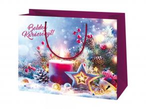 Fröhliche Weihnachten mittelgroße exklusive Geschenktüte mit Aufschrift 18x10x23cm